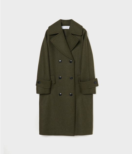 W BREASTED DOLMAN SLEEVE COAT