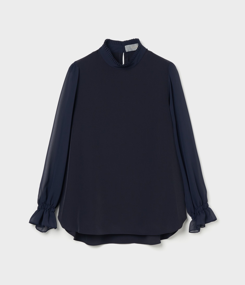 PLEATED COLLAR BLOUSE 詳細画像 NAVY 1