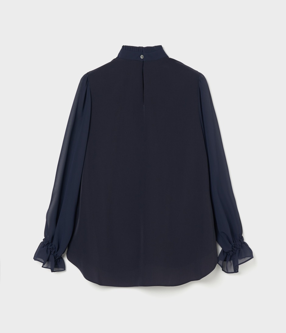 PLEATED COLLAR BLOUSE 詳細画像 NAVY 2