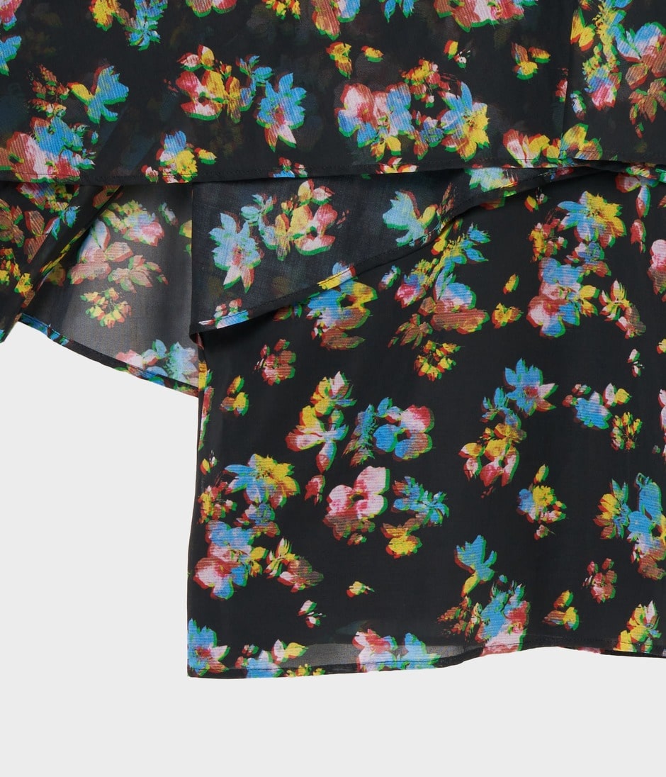 DIGITAL FLOWER PRINT CAPE BLOUSE 詳細画像 BLACK 6
