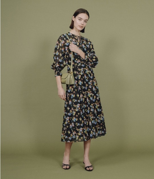 DIGITAL FLOWER PRINT CAPE DRESS 詳細画像