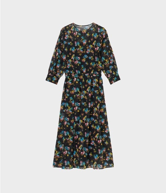 DIGITAL FLOWER PRINT CAPE DRESS 詳細画像