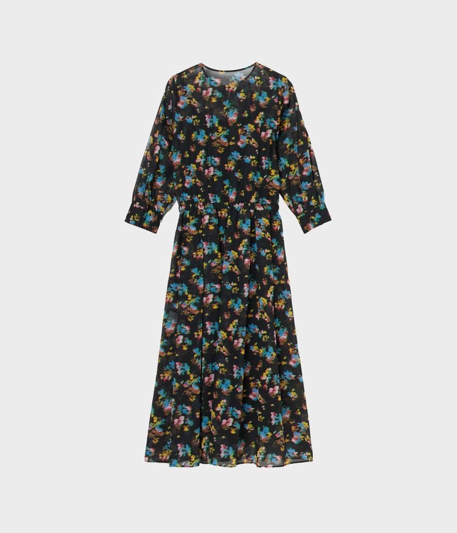 DIGITAL FLOWER PRINT CAPE DRESS 詳細画像 BLACK 2