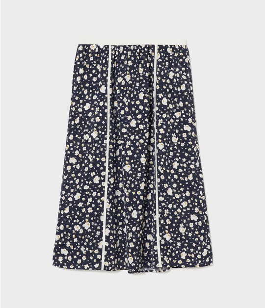 FLOWER PRINT PIPING DETAIL SKIRT