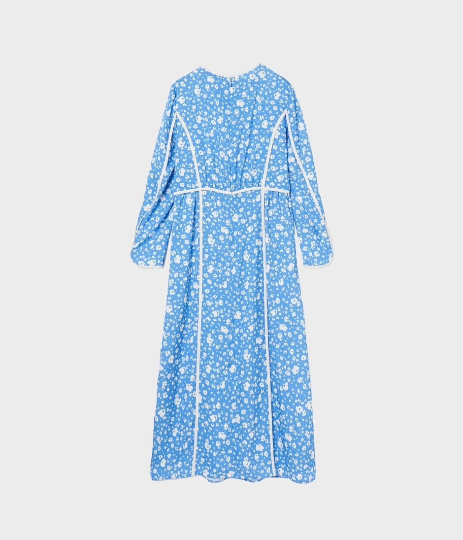 FLOWER PRINT PIPING DETAIL DRESS 詳細画像 SKY BLUE 2