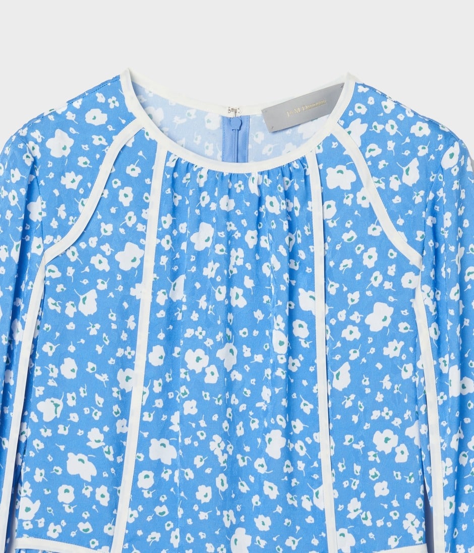 FLOWER PRINT PIPING DETAIL DRESS 詳細画像 SKY BLUE 3