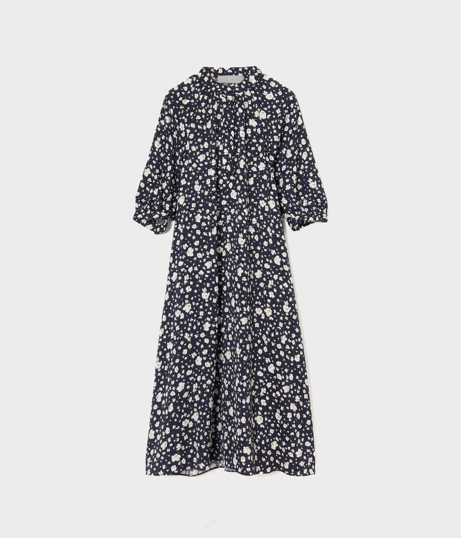 FLOWER PRINT RAGLAN DAY DRESS 詳細画像 NAVY 1