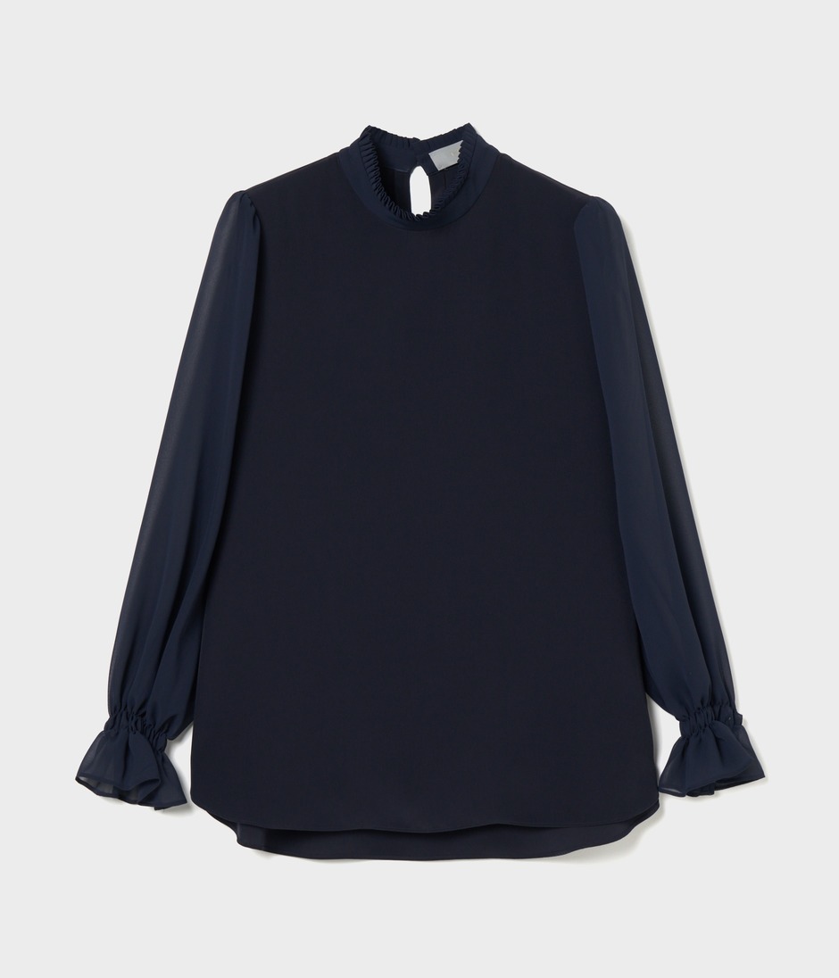 PLEATED COLLAR BLOUSE 詳細画像 NAVY 1