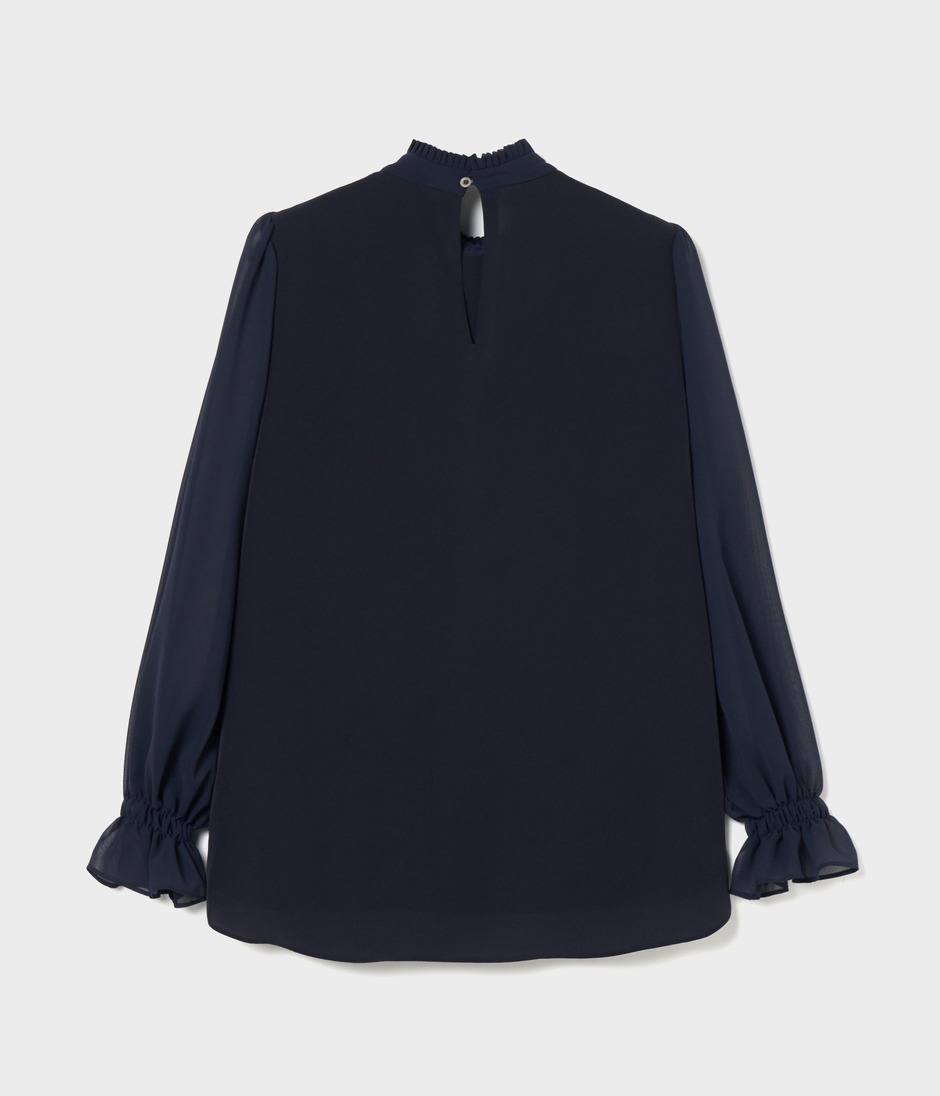 PLEATED COLLAR BLOUSE 詳細画像 NAVY 2