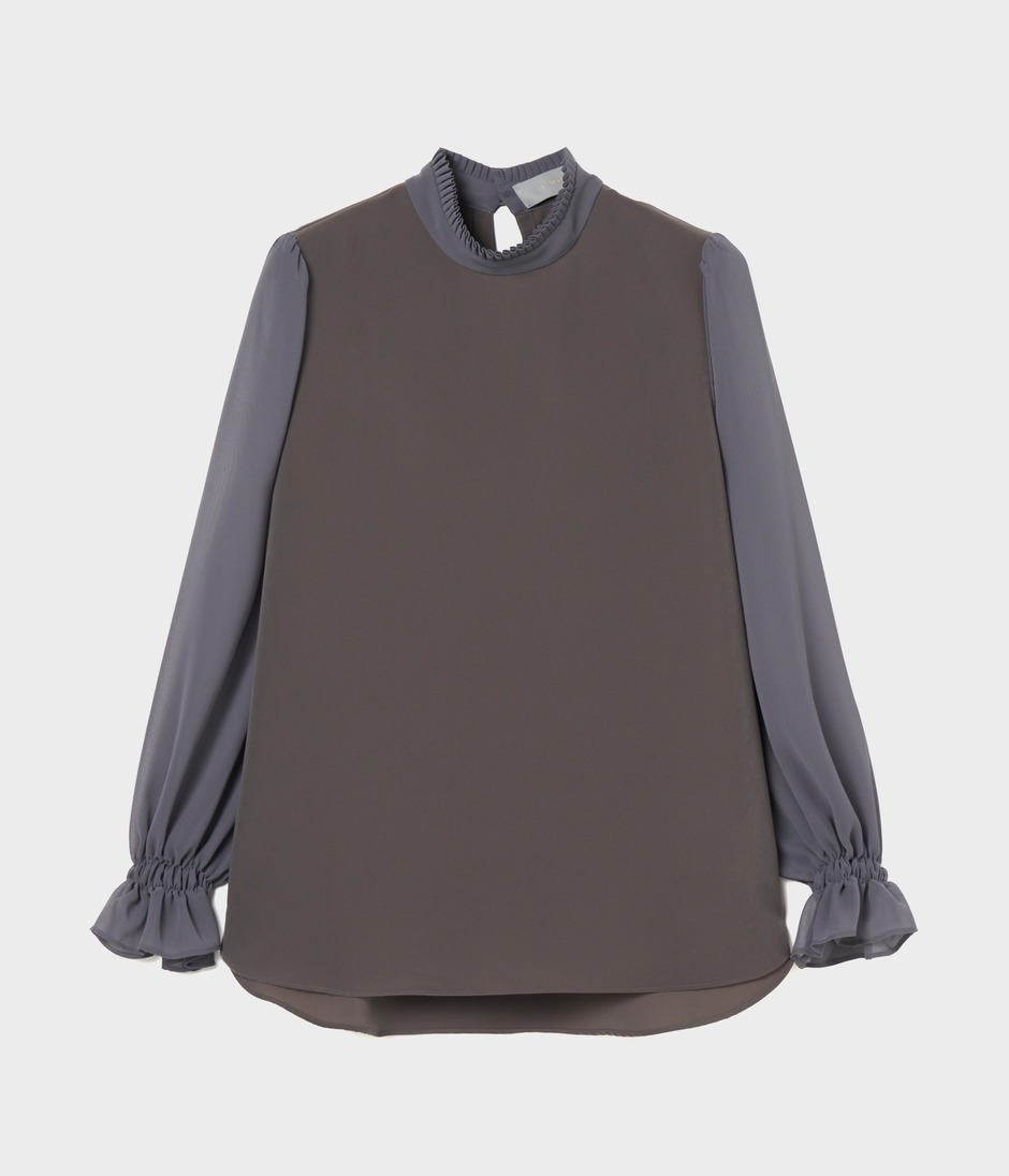 PLEATED COLLAR BLOUSE 詳細画像 GREY 1