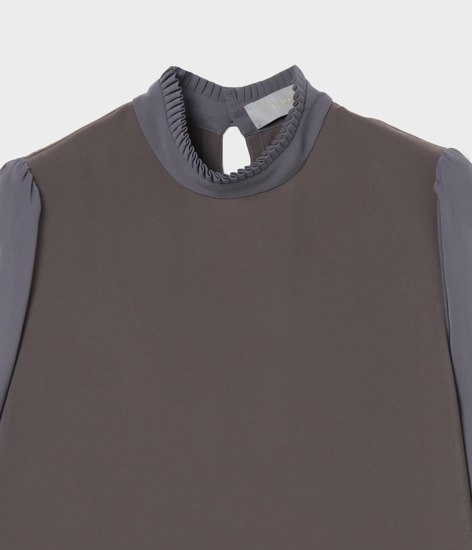 PLEATED COLLAR BLOUSE 詳細画像 GREY 3
