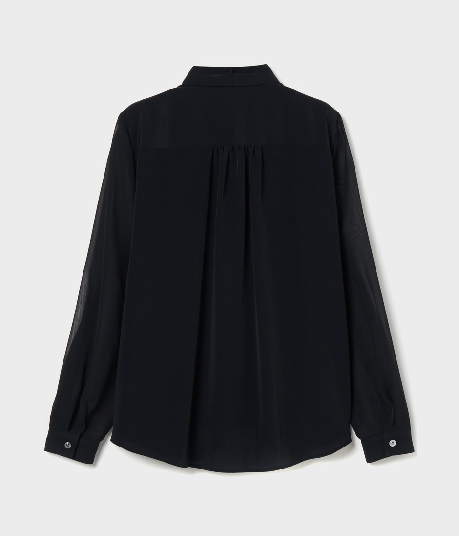STAND COLLAR BLOUSE w BOW 詳細画像 BLACK 2