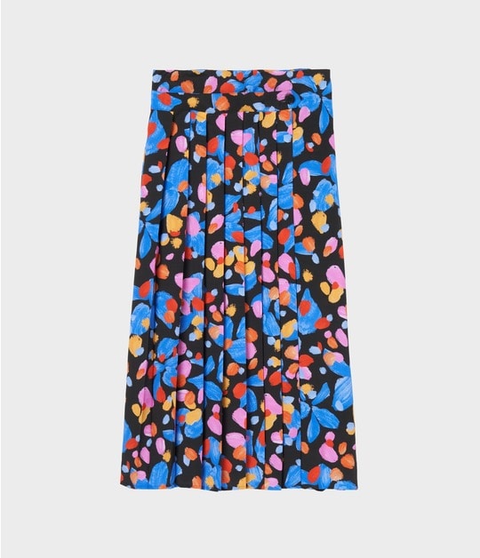 PAINT FLOWER PRINT PLEATS WRAPSK 詳細画像