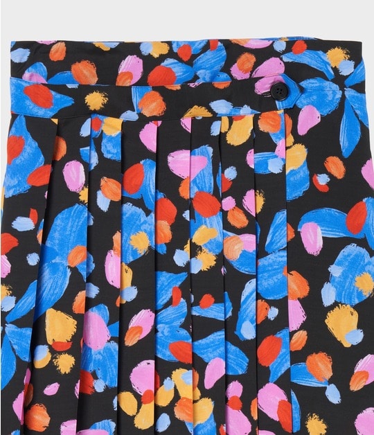 PAINT FLOWER PRINT PLEATS WRAPSK 詳細画像