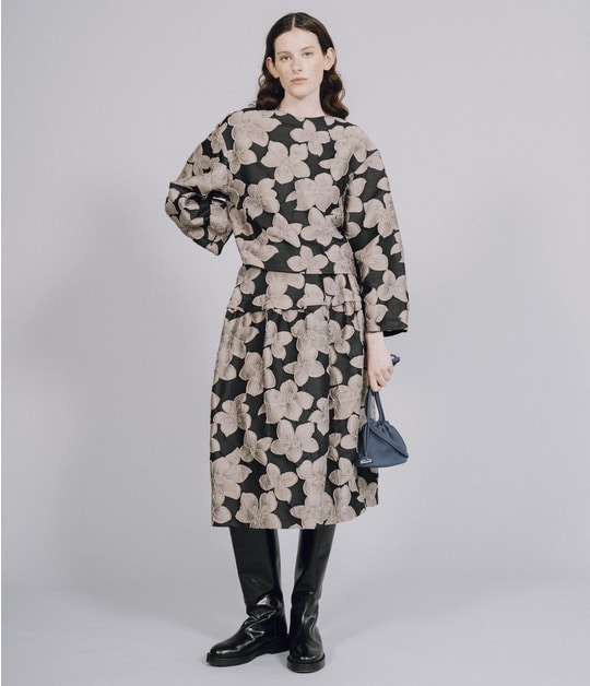 FLOWER MATELASSE TUCKED FLARE SK 詳細画像