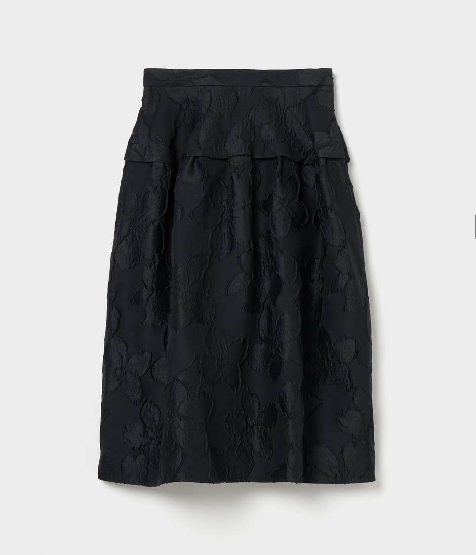 FLOWER MATELASSE TUCKED FLARE SK 詳細画像 COMPLETELY BLACK 1