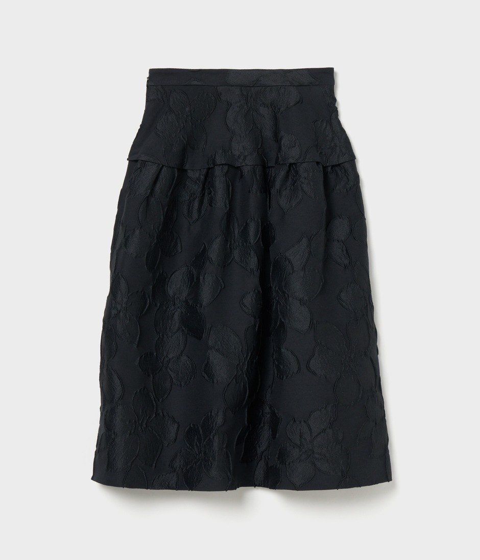 FLOWER MATELASSE TUCKED FLARE SK 詳細画像 COMPLETELY BLACK 2