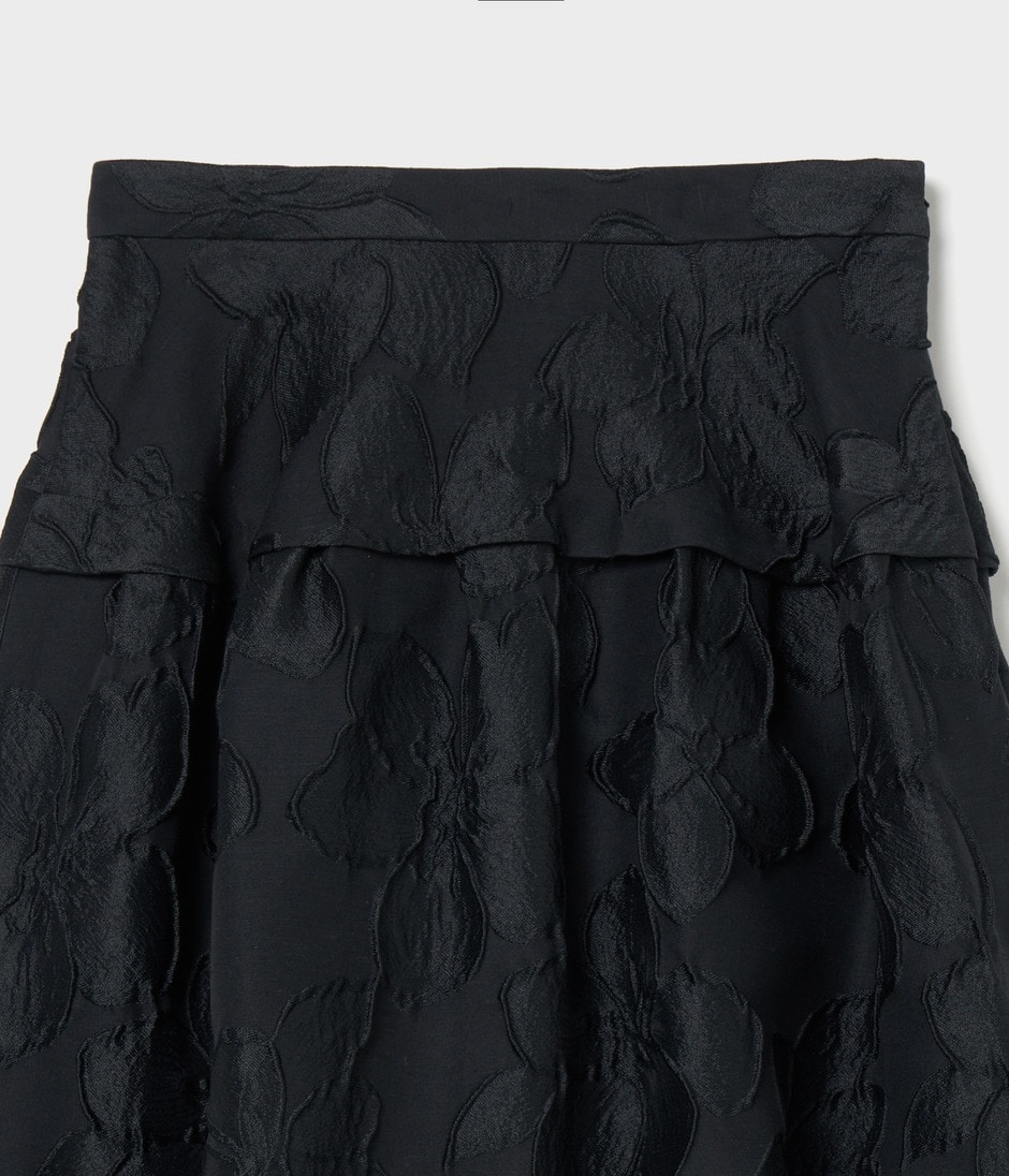 FLOWER MATELASSE TUCKED FLARE SK 詳細画像 COMPLETELY BLACK 3