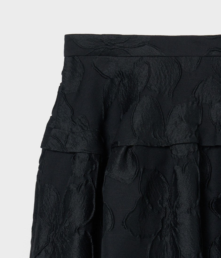 FLOWER MATELASSE TUCKED FLARE SK 詳細画像 COMPLETELY BLACK 4
