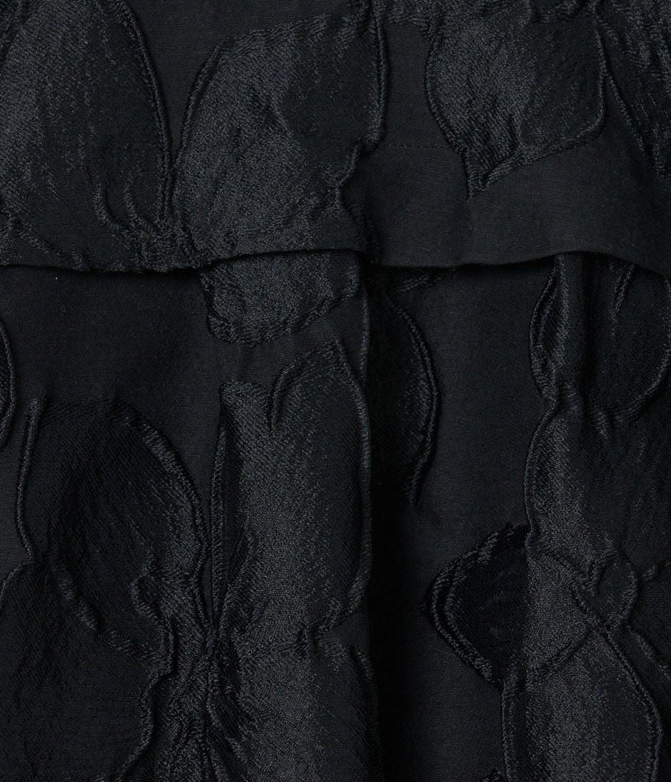 FLOWER MATELASSE TUCKED FLARE SK 詳細画像 COMPLETELY BLACK 6