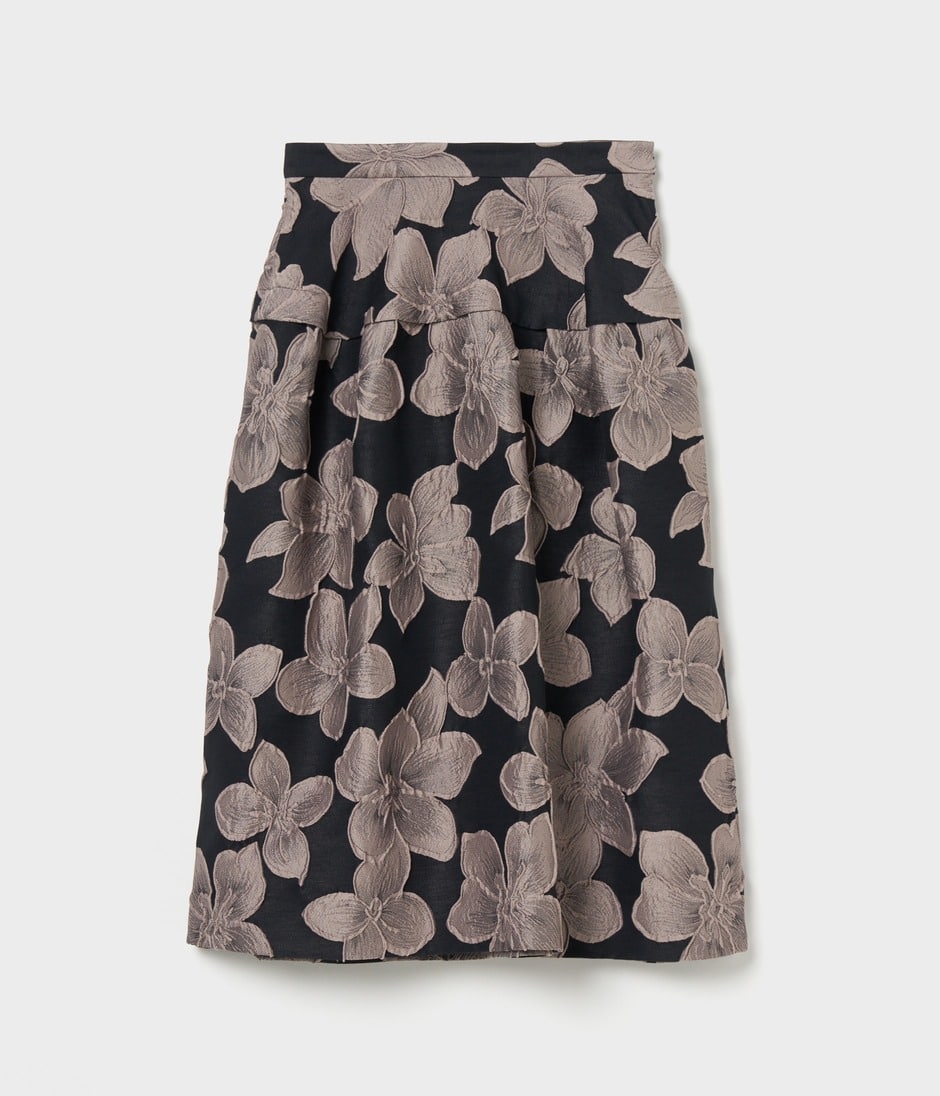 FLOWER MATELASSE TUCKED FLARE SK 詳細画像 BLACK 1