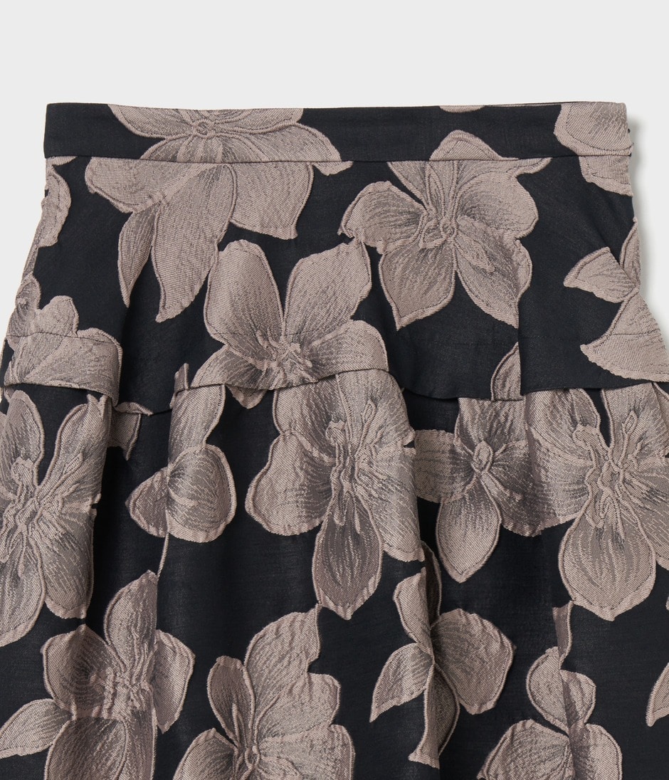 FLOWER MATELASSE TUCKED FLARE SK 詳細画像 BLACK 3
