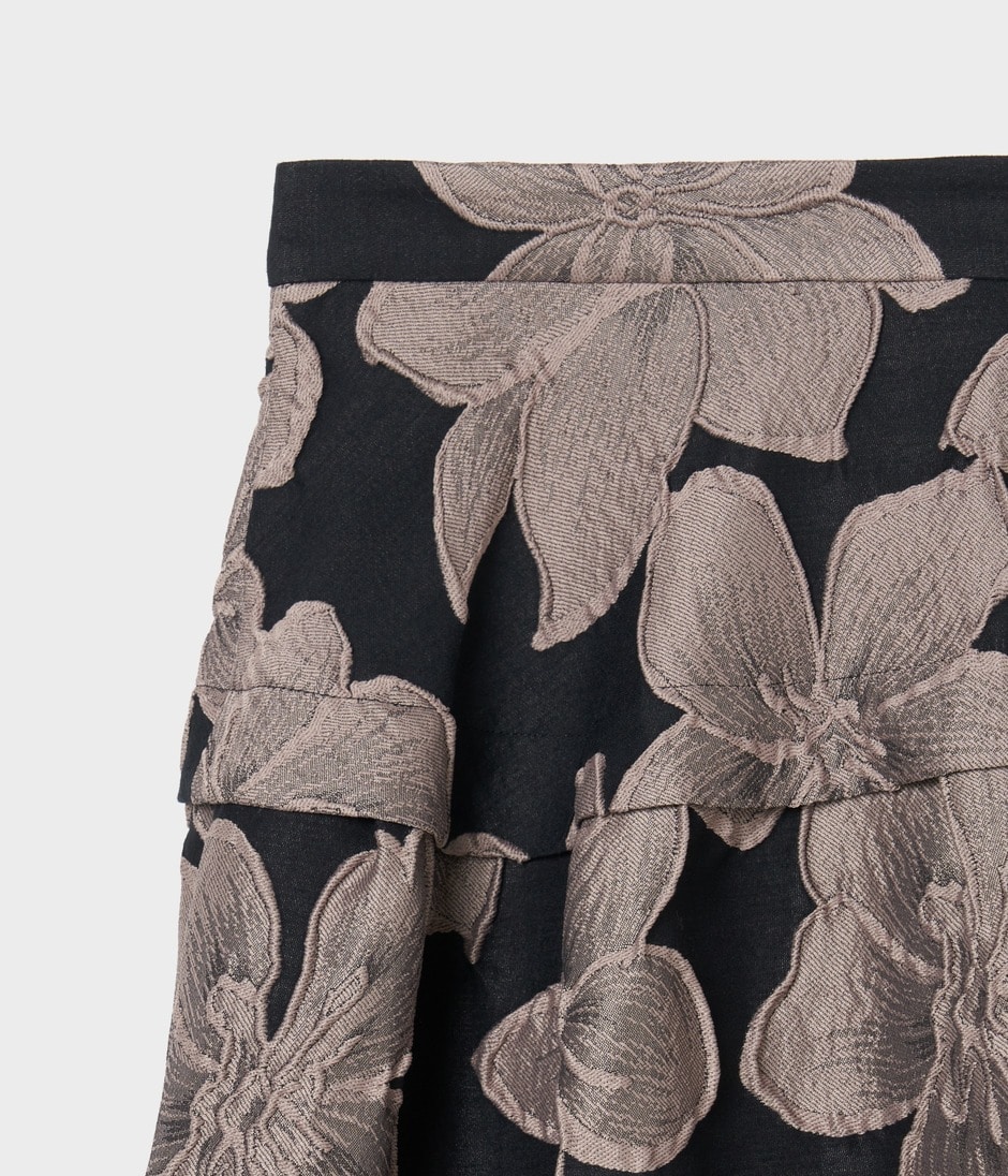 FLOWER MATELASSE TUCKED FLARE SK 詳細画像 BLACK 4