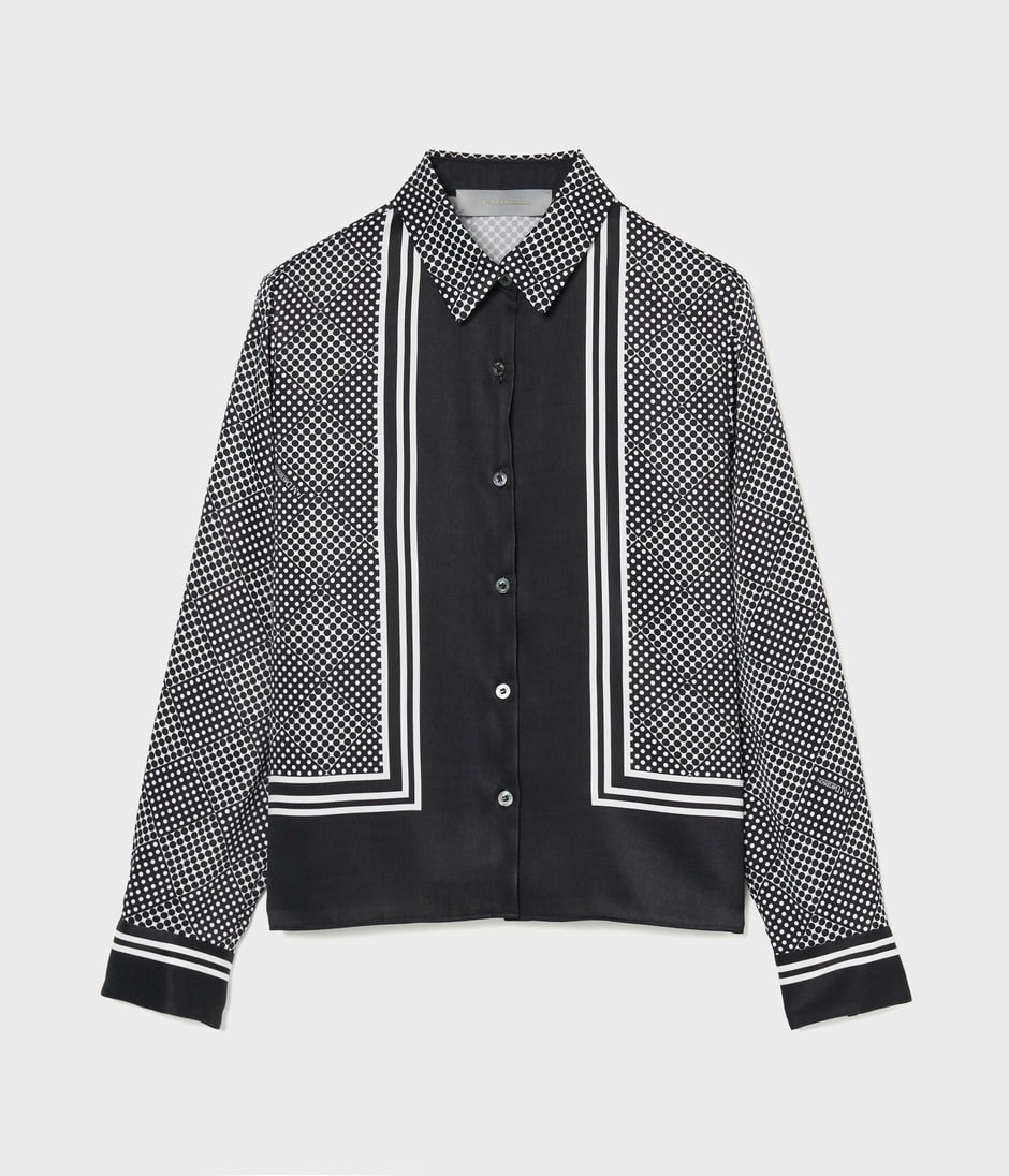 SCARF PANEL PATTERN BLOUSE 詳細画像 BLACK 1
