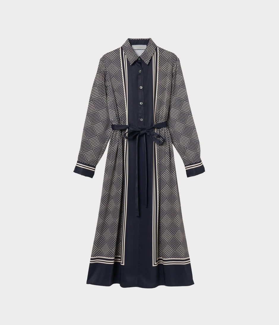 SCARF PANEL PATTERN DRESS 詳細画像 NAVY 1