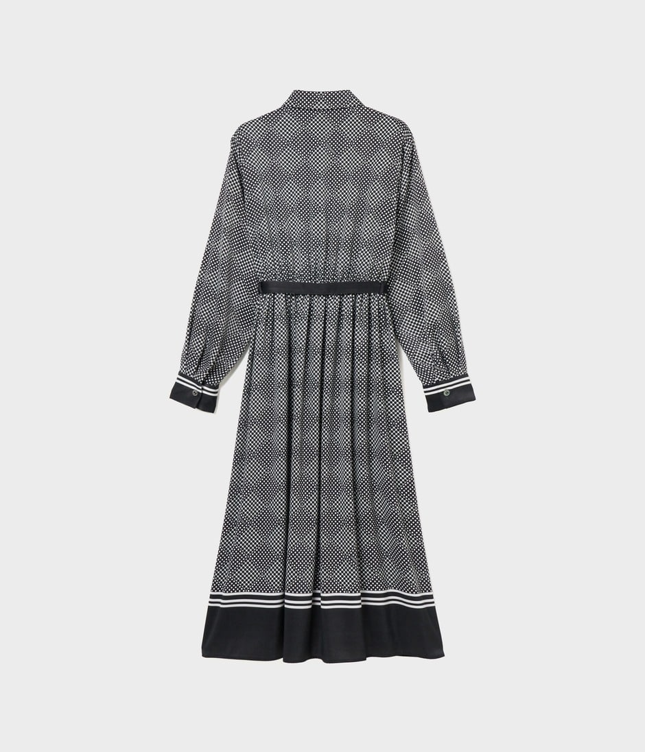 SCARF PANEL PATTERN DRESS 詳細画像 BLACK 2