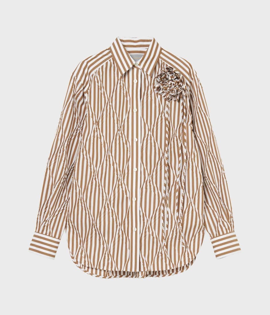DIAGONAL PLEATED SHIRT 詳細画像 PECAN 1