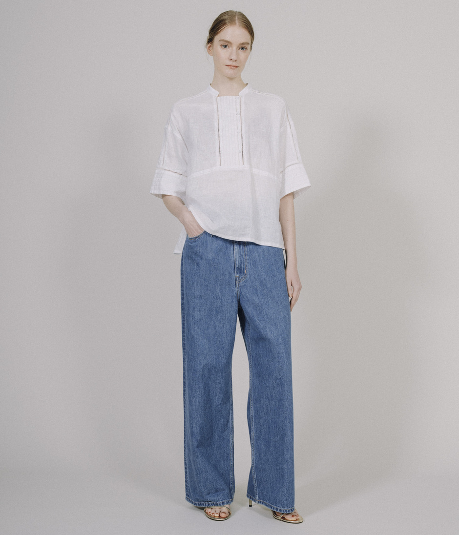 LINEN BLOUSE WITH STITCH 詳細画像 OFF WHITE 10