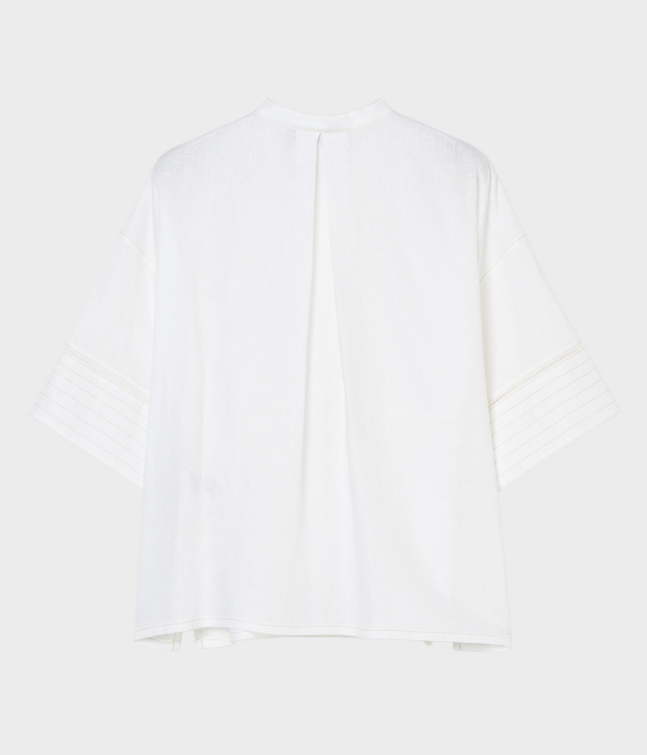 LINEN BLOUSE WITH STITCH 詳細画像 OFF WHITE 2