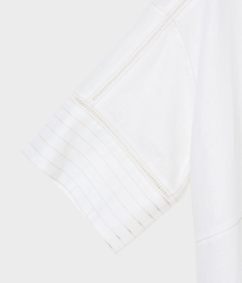 LINEN BLOUSE WITH STITCH 詳細画像 OFF WHITE 4