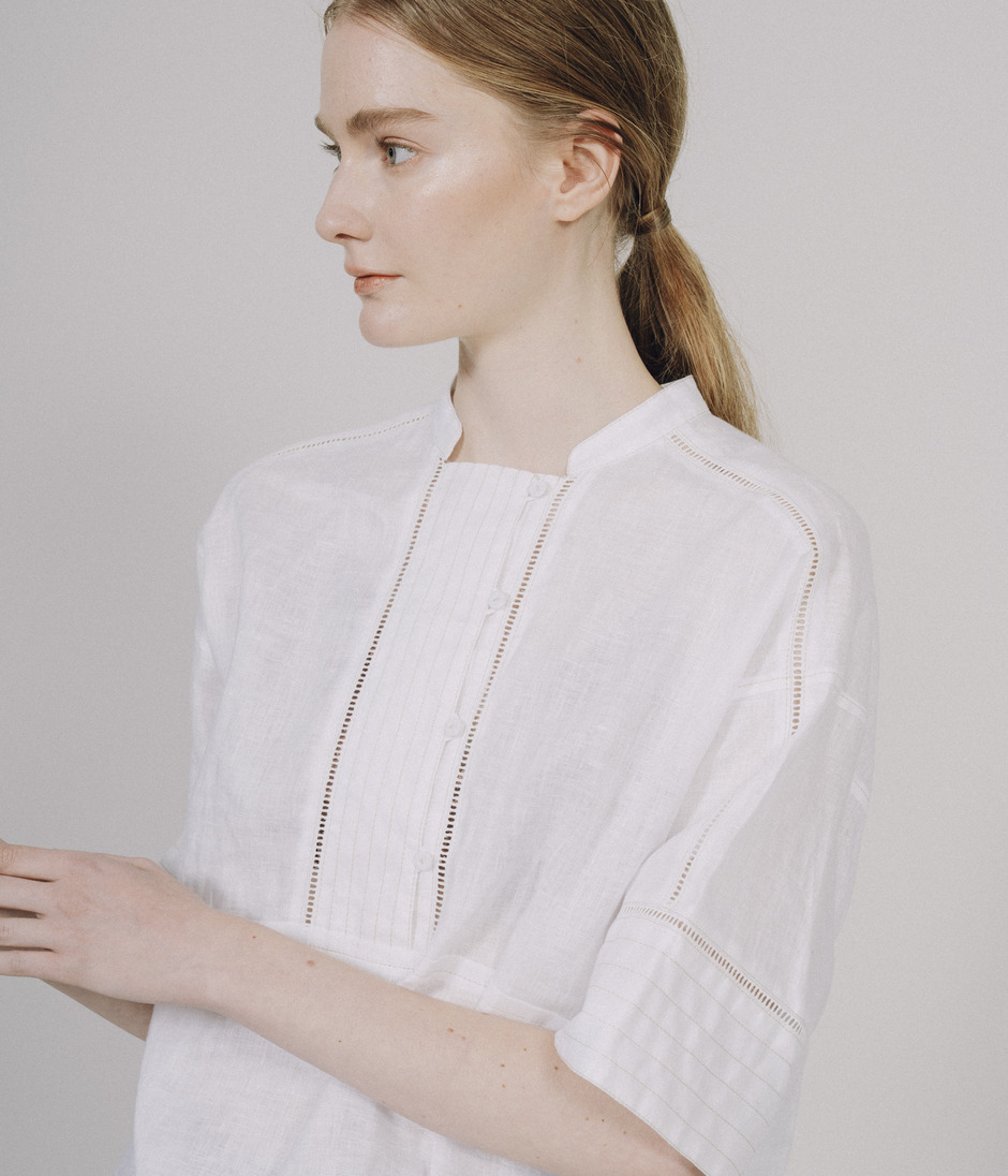 LINEN BLOUSE WITH STITCH 詳細画像 OFF WHITE 7