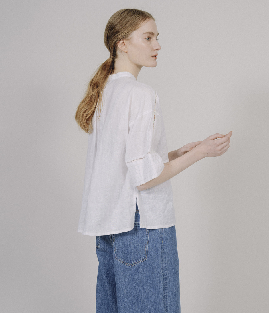 LINEN BLOUSE WITH STITCH 詳細画像 OFF WHITE 9