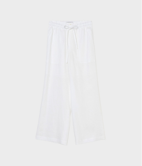 LINEN DOUBLE WAISTBAND TROUSERS
