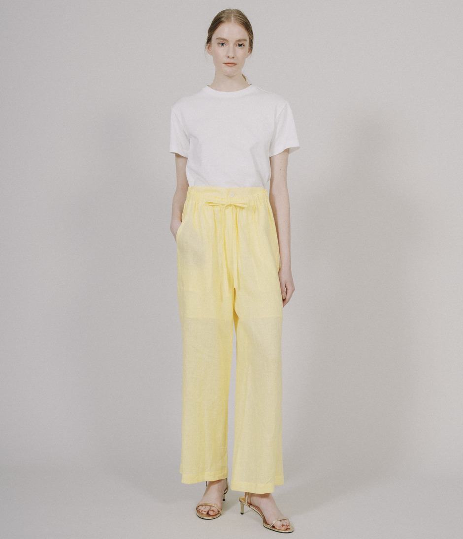 LINEN DOUBLE WAISTBAND TROUSERS 詳細画像 OFF WHITE 8