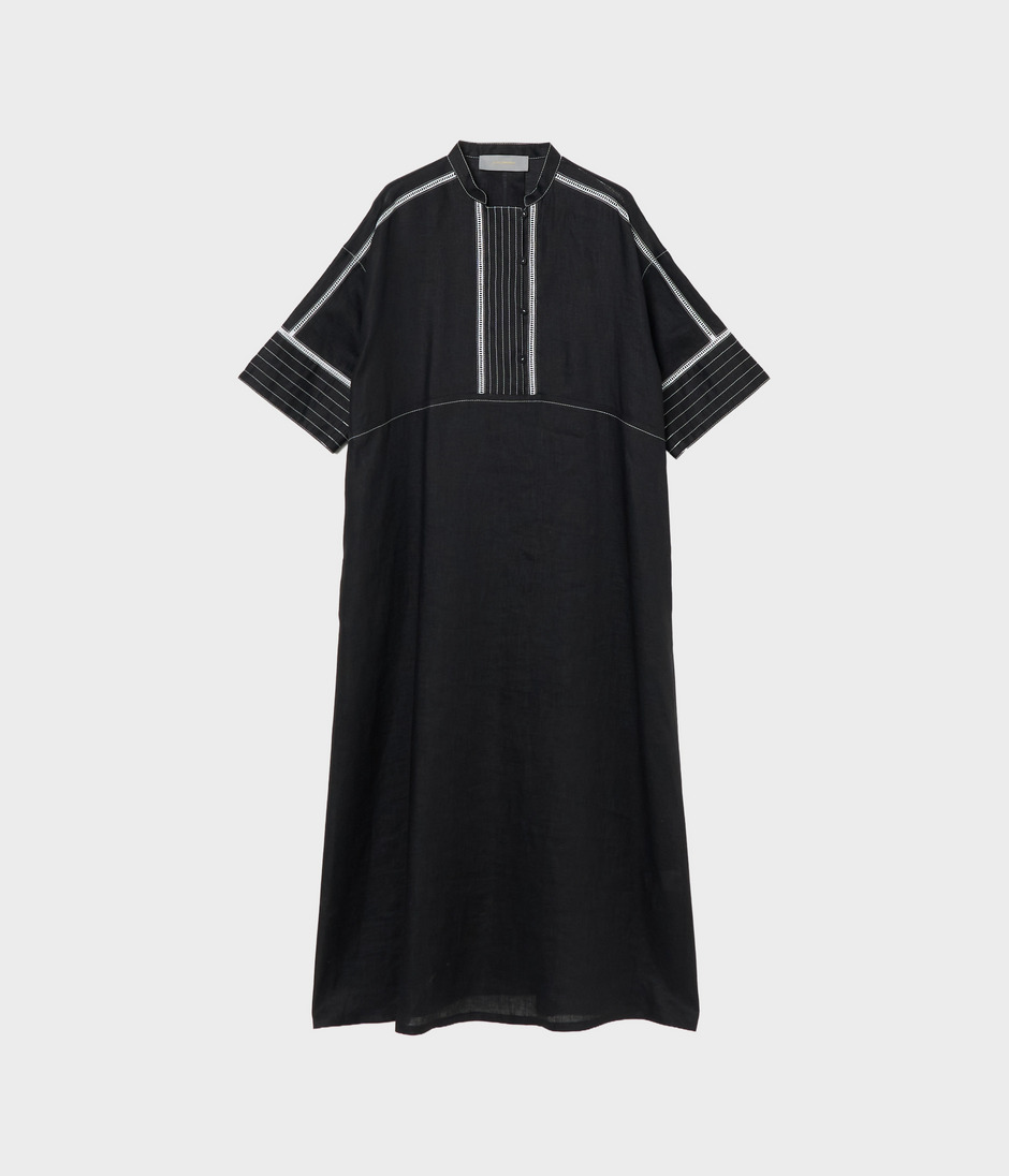 LINEN DRESS WITH STITCH 詳細画像 BLACK 1