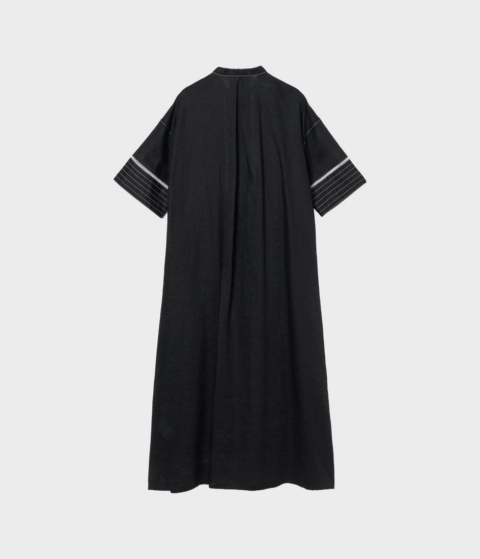 LINEN DRESS WITH STITCH 詳細画像 BLACK 2