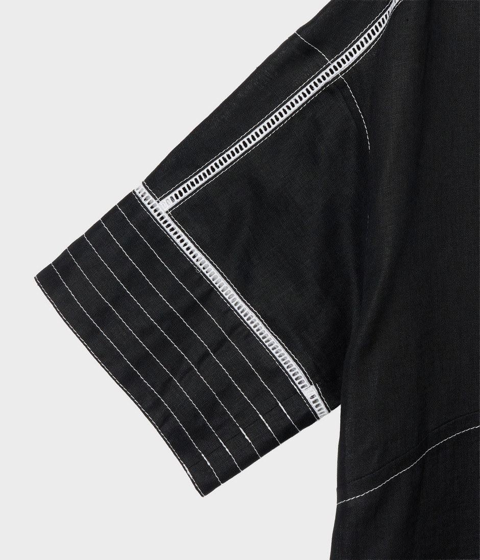 LINEN DRESS WITH STITCH 詳細画像 BLACK 5
