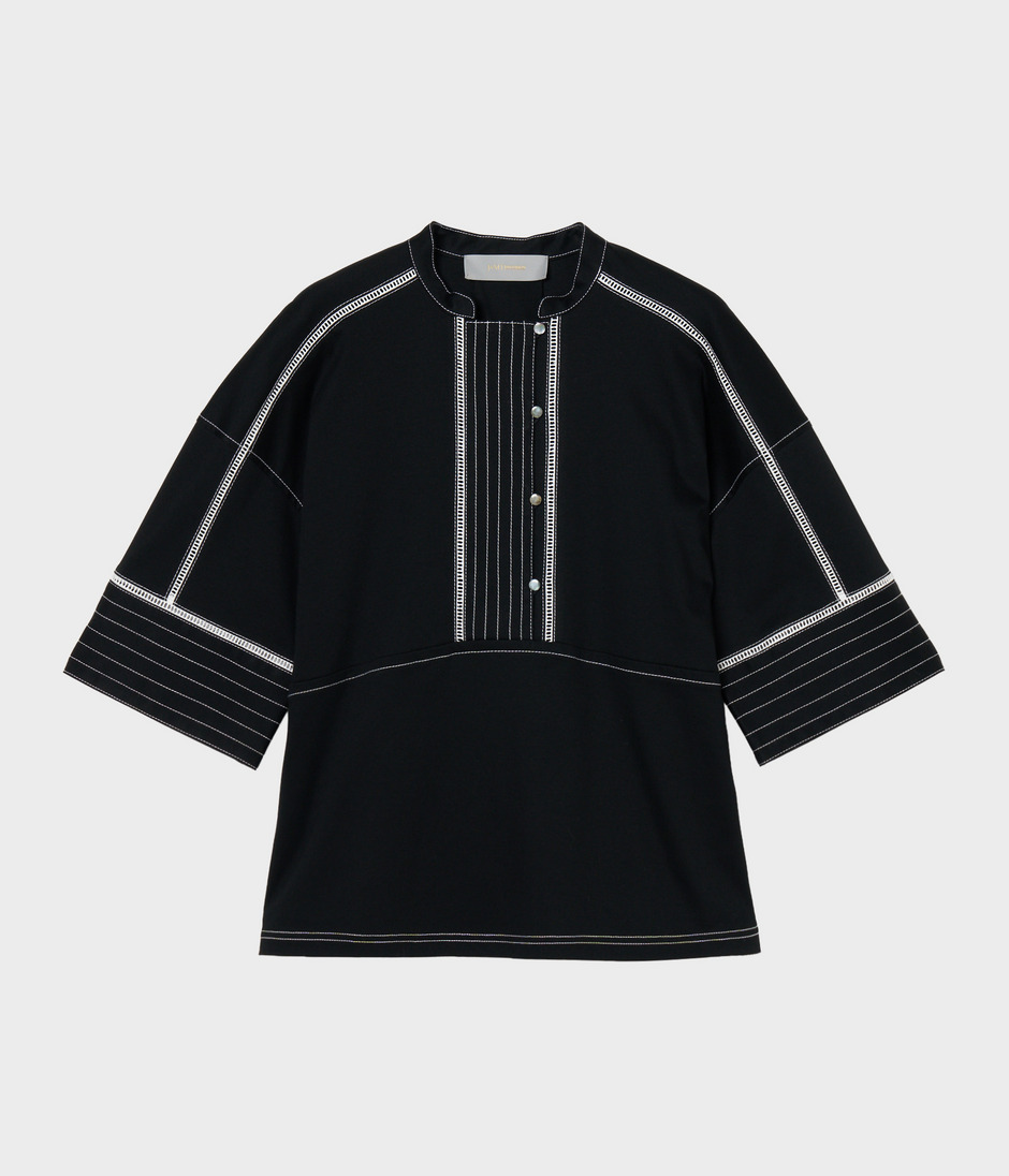 JERSEY TOP WITH STITCH 詳細画像 BLACK 1