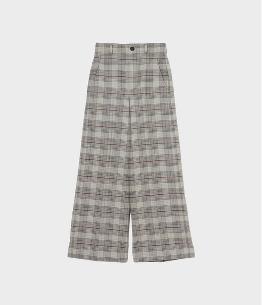 Glen plaid tucked trousers
