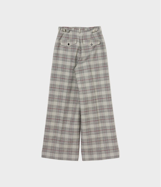 Glen plaid tucked trousers 詳細画像