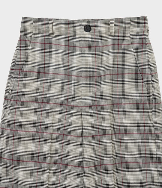 Glen plaid tucked trousers 詳細画像