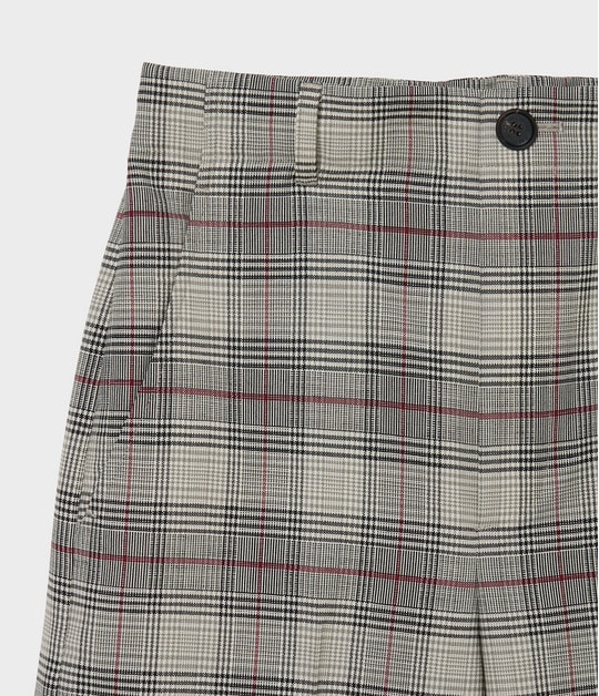 Glen plaid tucked trousers 詳細画像