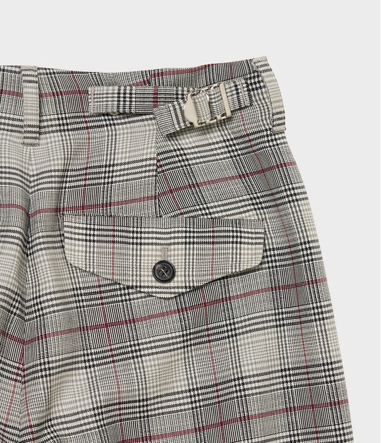 Glen plaid tucked trousers 詳細画像