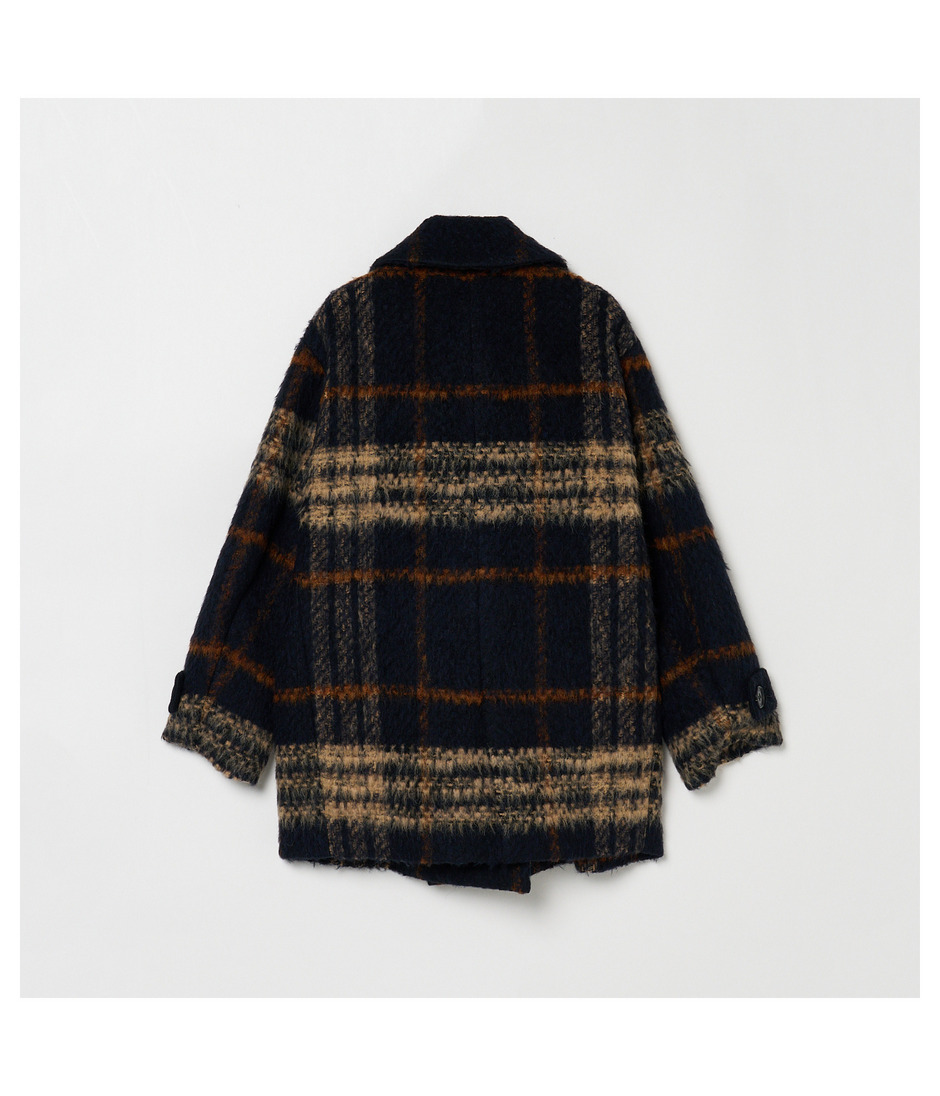 SHAGGY CHECK PEA COAT 詳細画像 NAVY 2