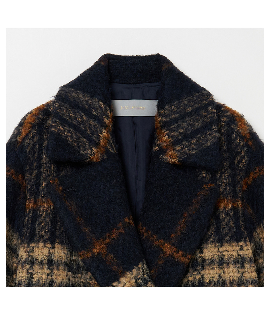 SHAGGY CHECK PEA COAT 詳細画像 NAVY 3